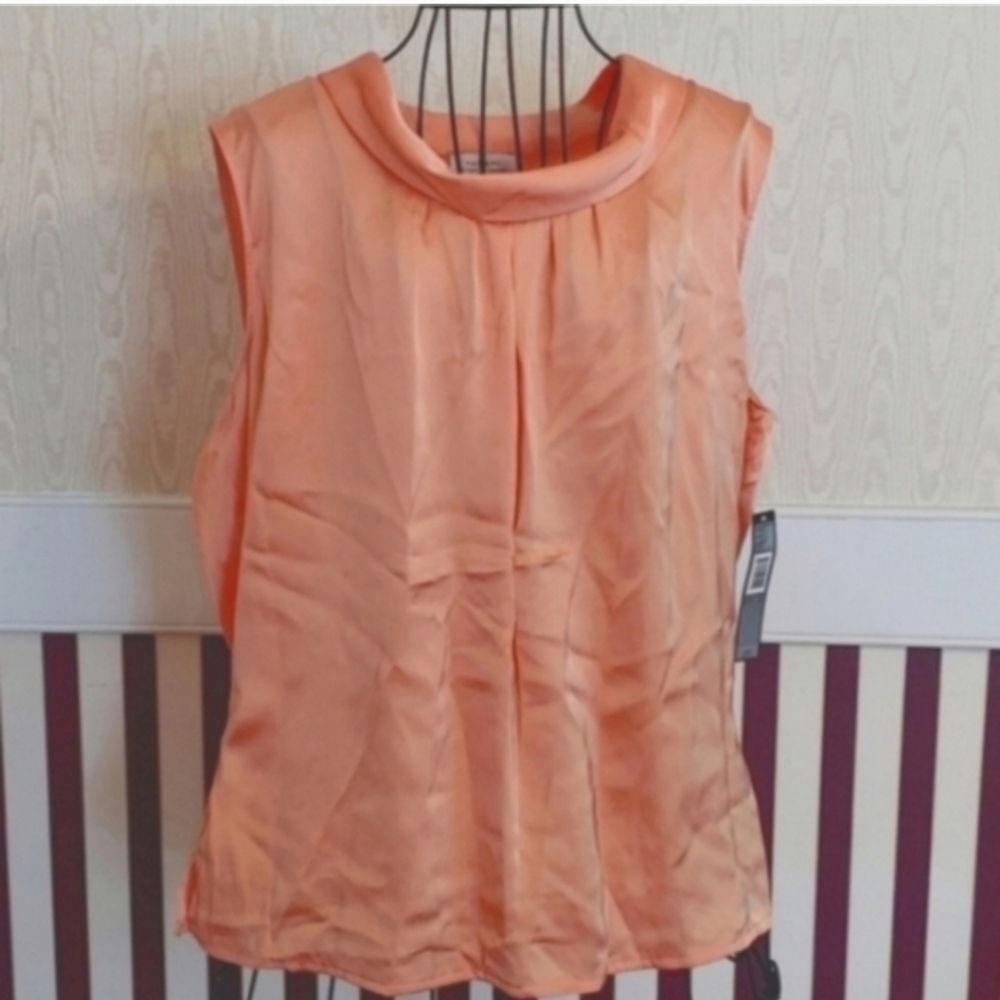 TAHARI ARTHUR S. LEVINE Cowl Neck Sleeveless Blouse Size XL